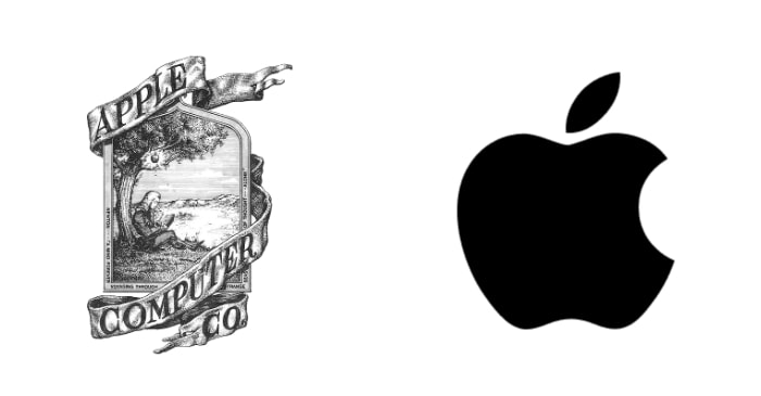 Apple's first logo vs. Apple's current logo