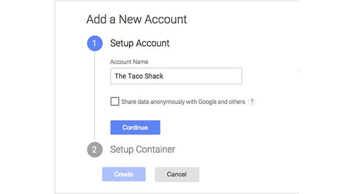 Create a Google Tag Manager account 