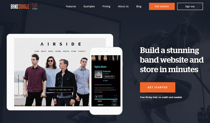 Create a band website with Bandzoogle
