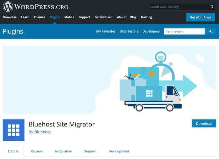 Bluehost WordPress migration plugin