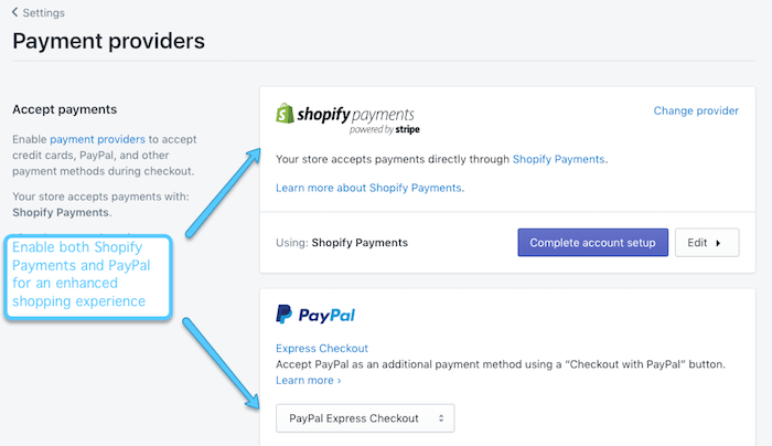 shopify payments and paypal